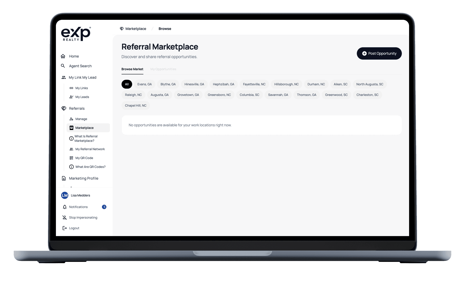 Global Referral Platform on laptop